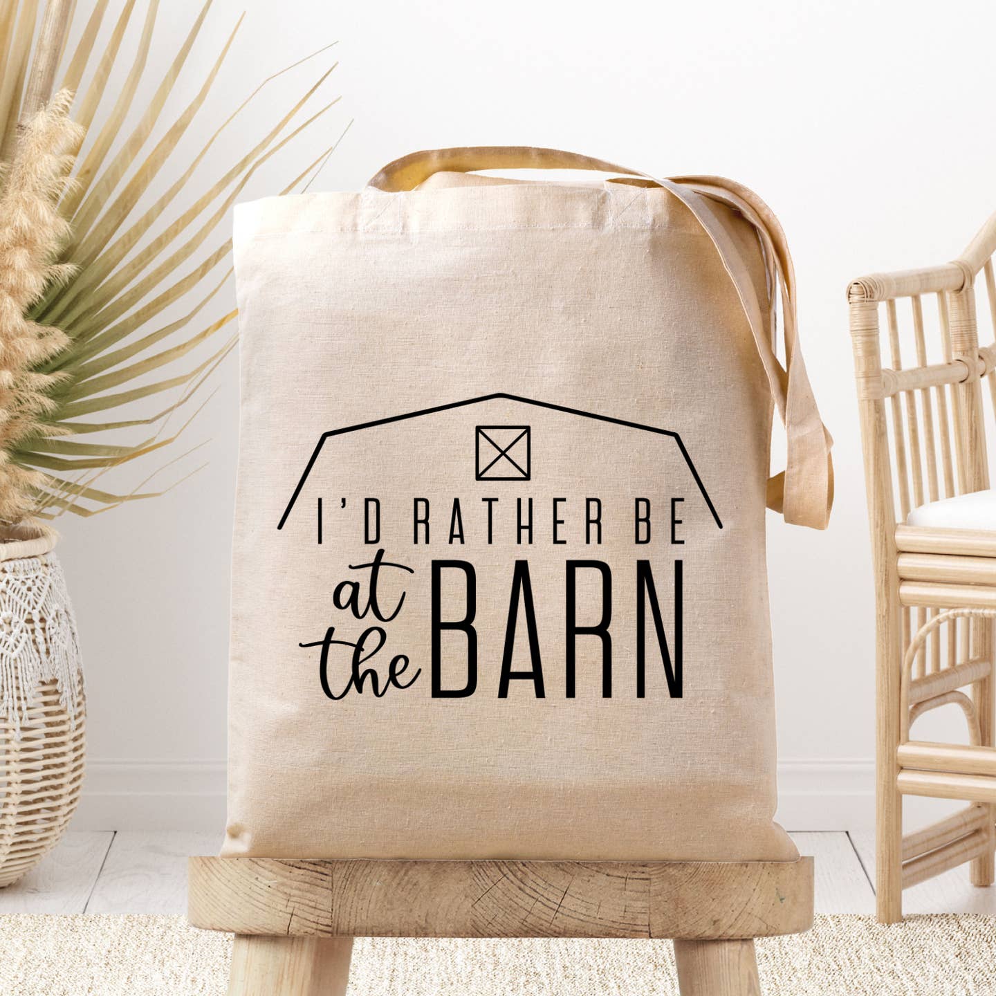 I'd Rather Be At the Barn Canvas Tote
