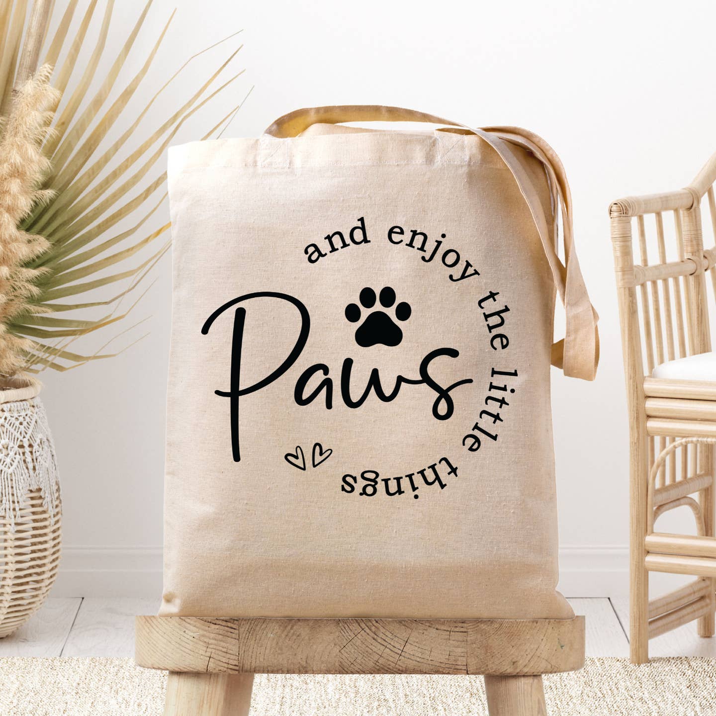 Paws and Enjoy the Little Things Canvas Tote