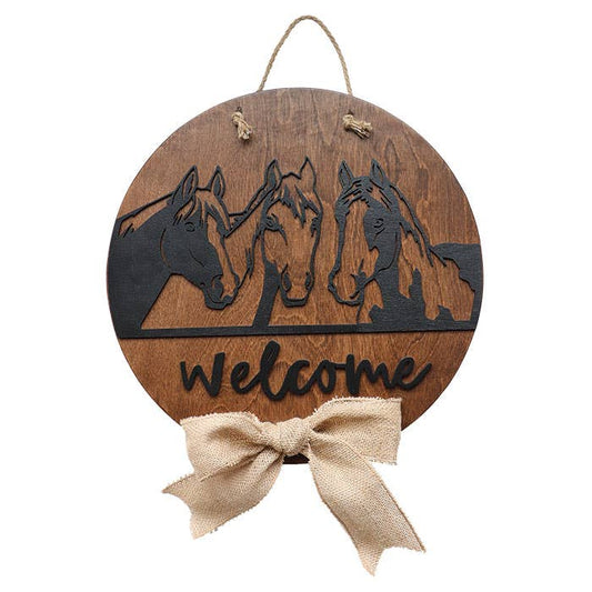 Welcome Horse Trio Door Hanger