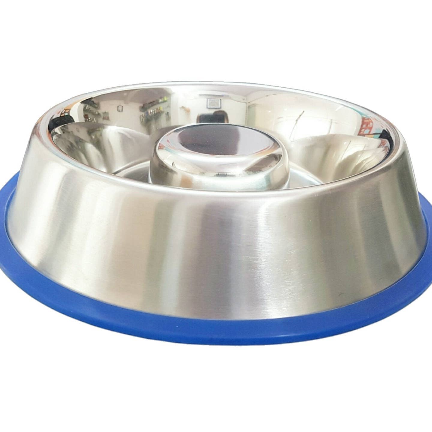 Slow Feed Anti Bloat Dog Bowl with Bonded Silicone Base